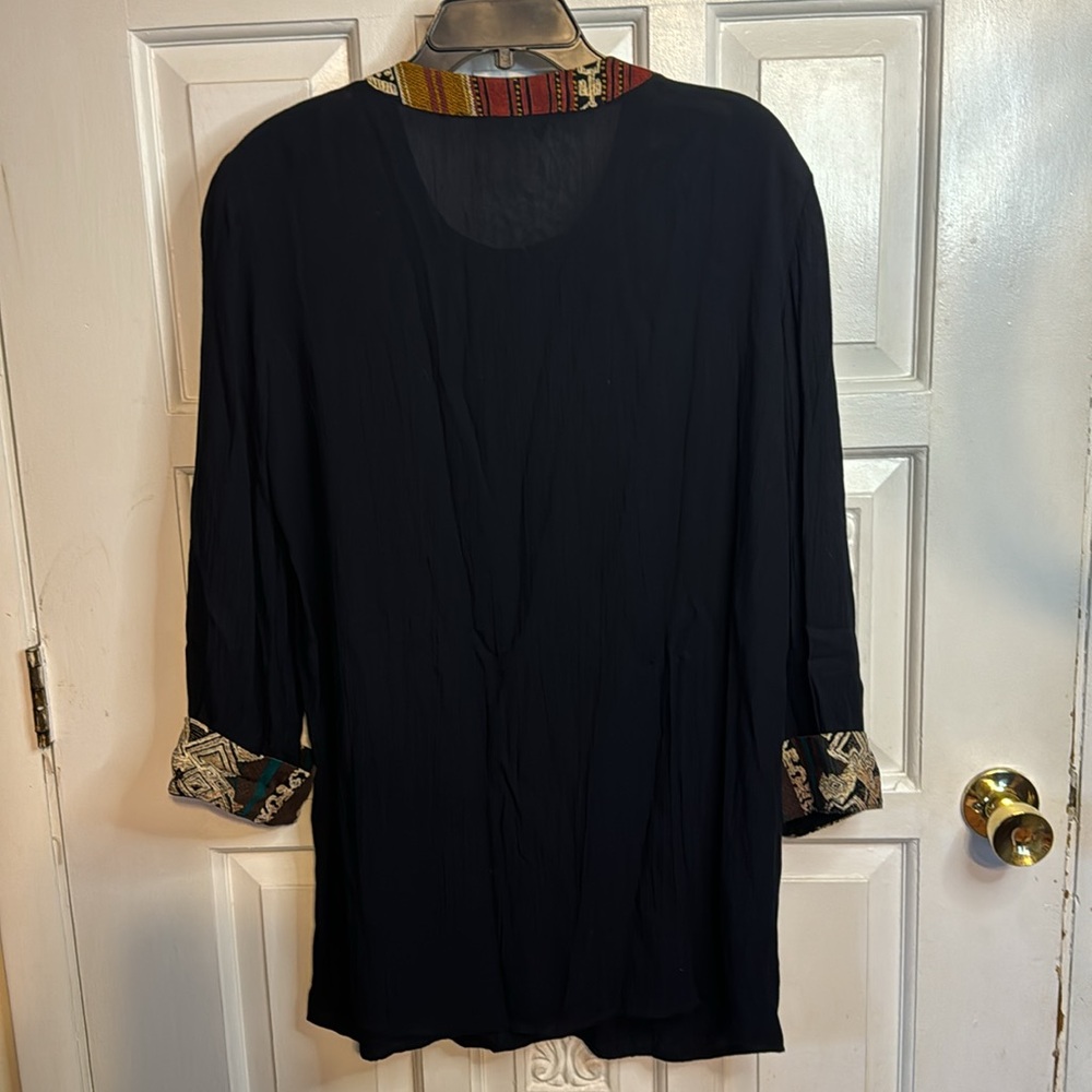 Carole Little Vintage Ribbed Appliqué Button Down Tunic Top Size 6 - Picture 6 of 12